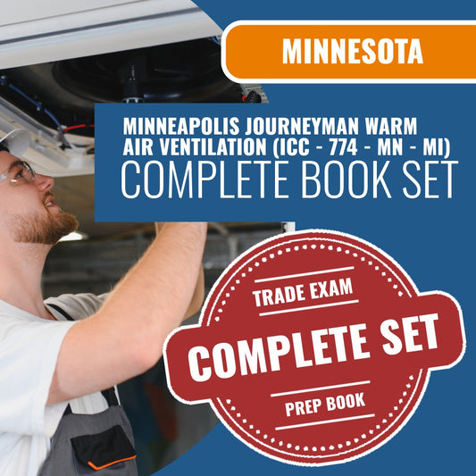 Minnesota Minneapolis Journeyman Warm Air Ventilation Contractor (ICC - 774 - MN - MI) Exam Book Package