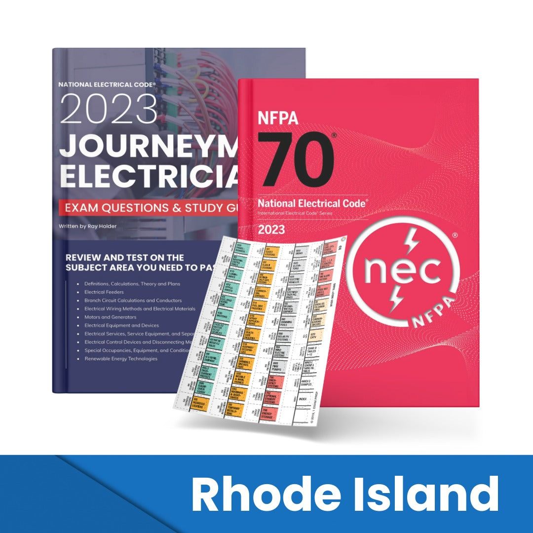 2023 Rhode Island Journeyman Electrician Study Guide & National Electrical Code Combo with Tabs (Based on the 2023 NEC)