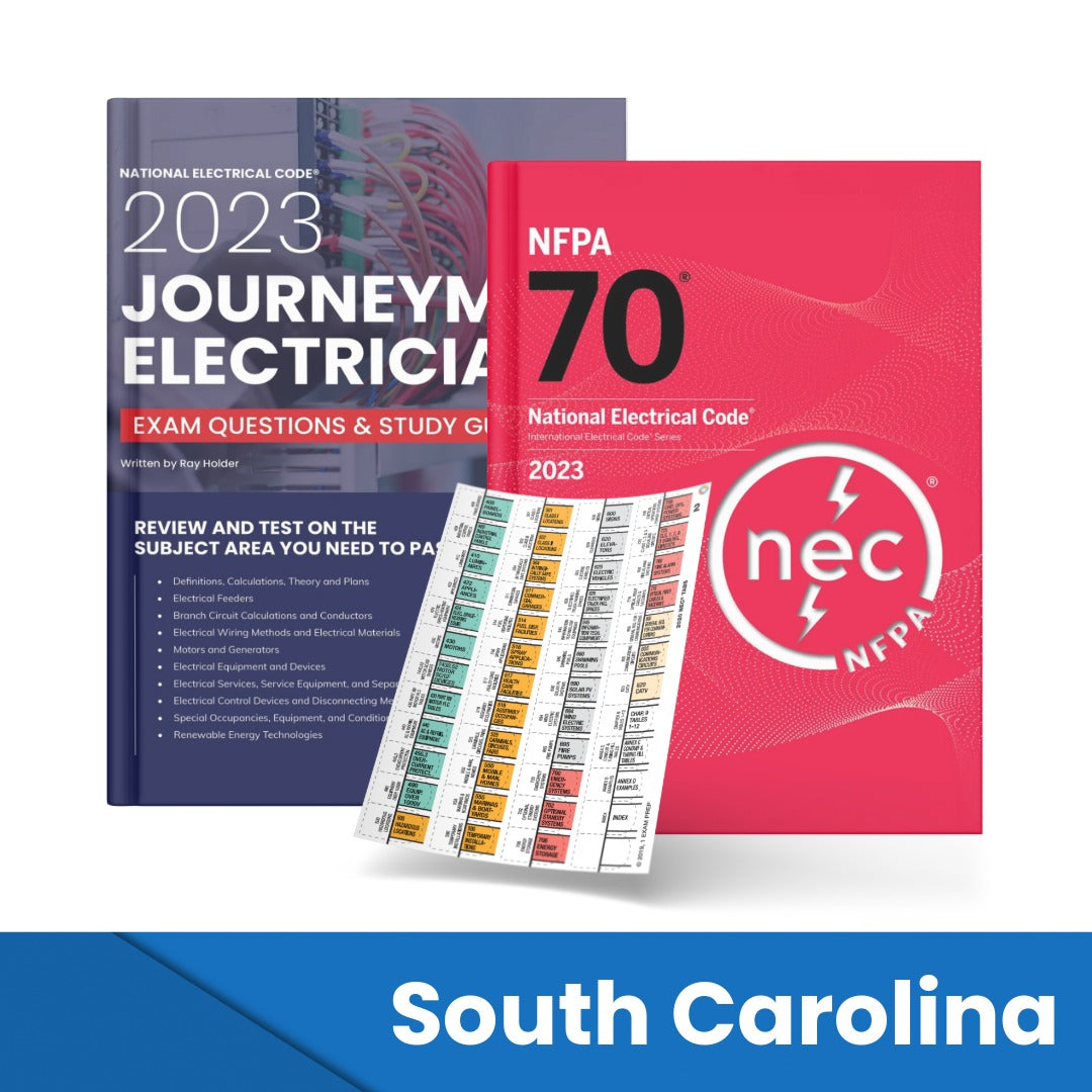 2023 South Carolina Journeyman Electrician Study Guide & National Electrical Code Combo with Tabs (Based on the 2023 NEC)