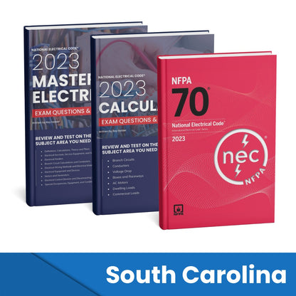 2023 South Carolina Master Electrician + Electrician Calculations Study Guides & National Electrical Code Combo (Based on the 2023 NEC)