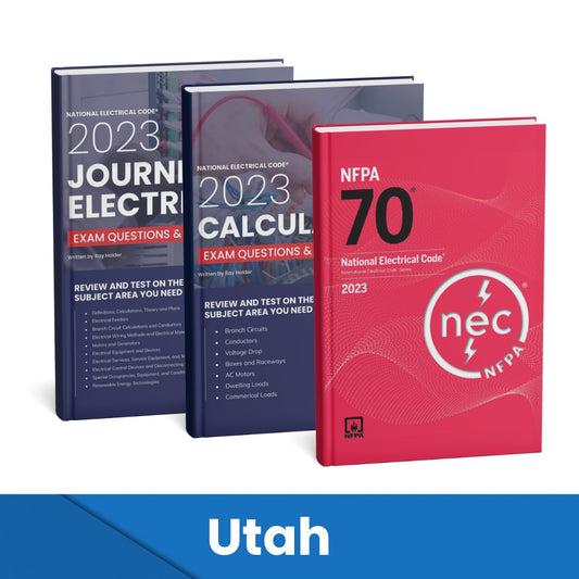 2023 Utah Journeyman Electrician + Electrician Calculations Study Guides & National Electrical Code Combo (Based on the 2023 NEC)