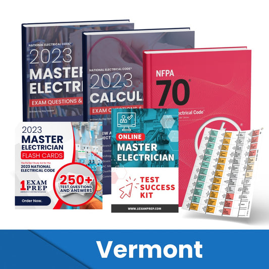 2023 Vermont Master Electrician Exam Prep Study Guides & Code Book Ultimate Combo (Based on the 2023 NEC)