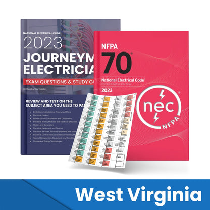 2023 West Virginia Journeyman Electrician Study Guide & National Electrical Code Combo with Tabs (Based on the 2023 NEC)