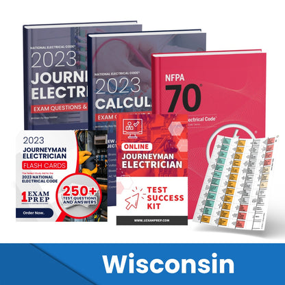 2023 Wisconsin Journeyman Electrician Exam Prep Study Guides & Code Book Ultimate Combo (Based on the 2023 NEC)