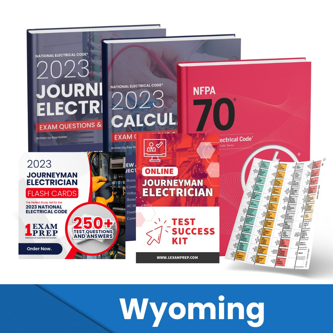 2023 Wyoming Journeyman Electrician Exam Prep Study Guides & Code Book Ultimate Combo (Based on the 2023 NEC)
