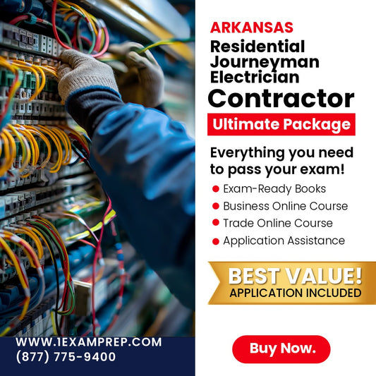 Arkansas Residential Journeyman Electrician Contractor Ultimate Exam Prep Rental Package