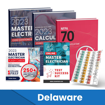 2023 Delaware Master Electrician Exam Prep Study Guides & Code Book Ultimate Combo (Based on the 2023 NEC)