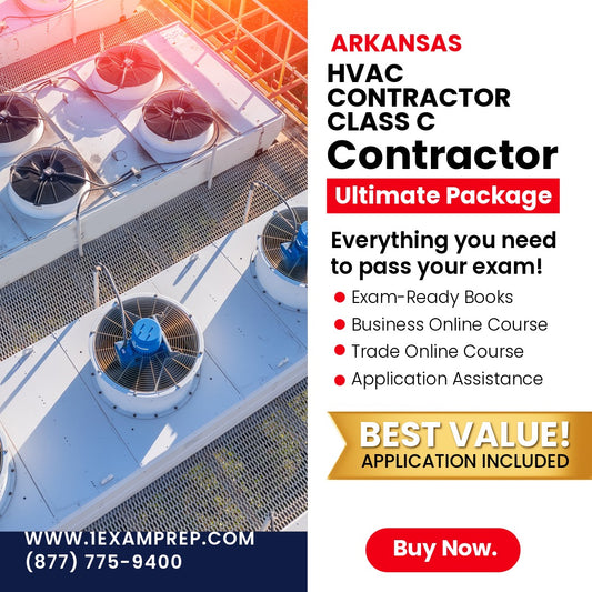 Arkansas Class C HVACR contractor ultimate exam prep rental package