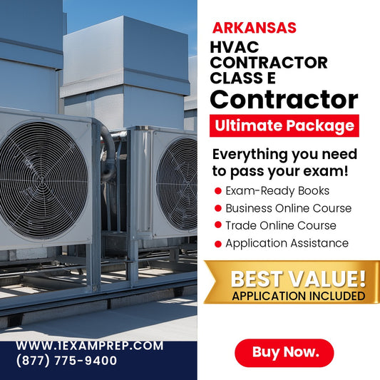 Arkansas Class E HVACR contractor ultimate exam prep rental package