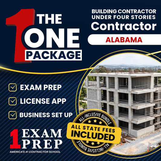 The 1 Package: All-Inclusive Alabama Building Contractor Under Four Stories Exam, Licensing & Business Setup Solution