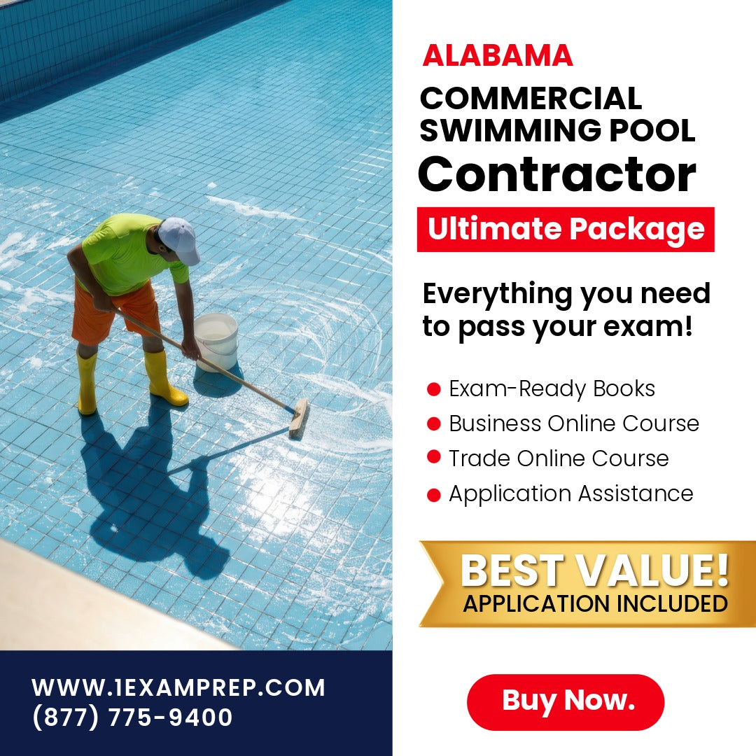 Alabama Commercial Swimming Pool Contractor Ultimate Exam Prep Rental Package