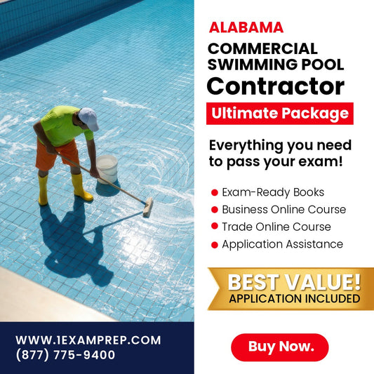 Alabama Commercial Swimming Pool Contractor Ultimate Exam Prep Rental Package