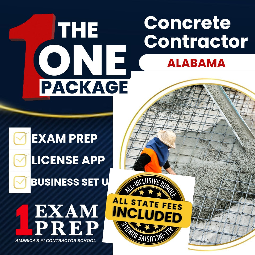 The 1 Package: All-Inclusive Alabama Concrete Contractor Exam, Licensing & Business Setup Solution