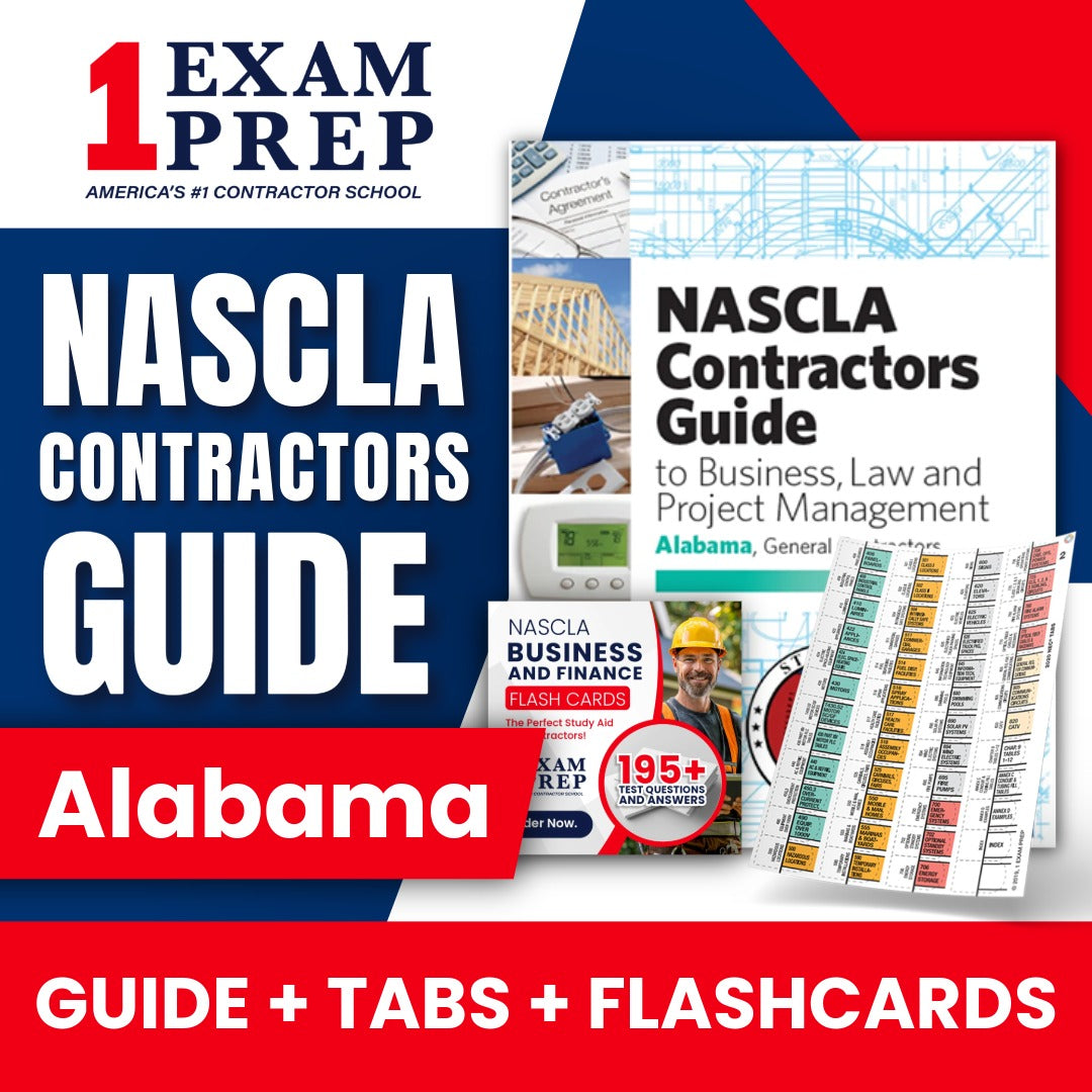 Alabama General Contractors NASCLA Highlighted & Tabbed Contractor's Guide to Business, Law and Project Management, 3rd Edition + Flash Cards Bundle