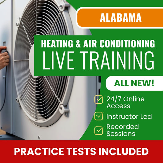 Alabama Heating and Air Conditioning Contractor Exam Prep - Live Virtual + Self Study Training