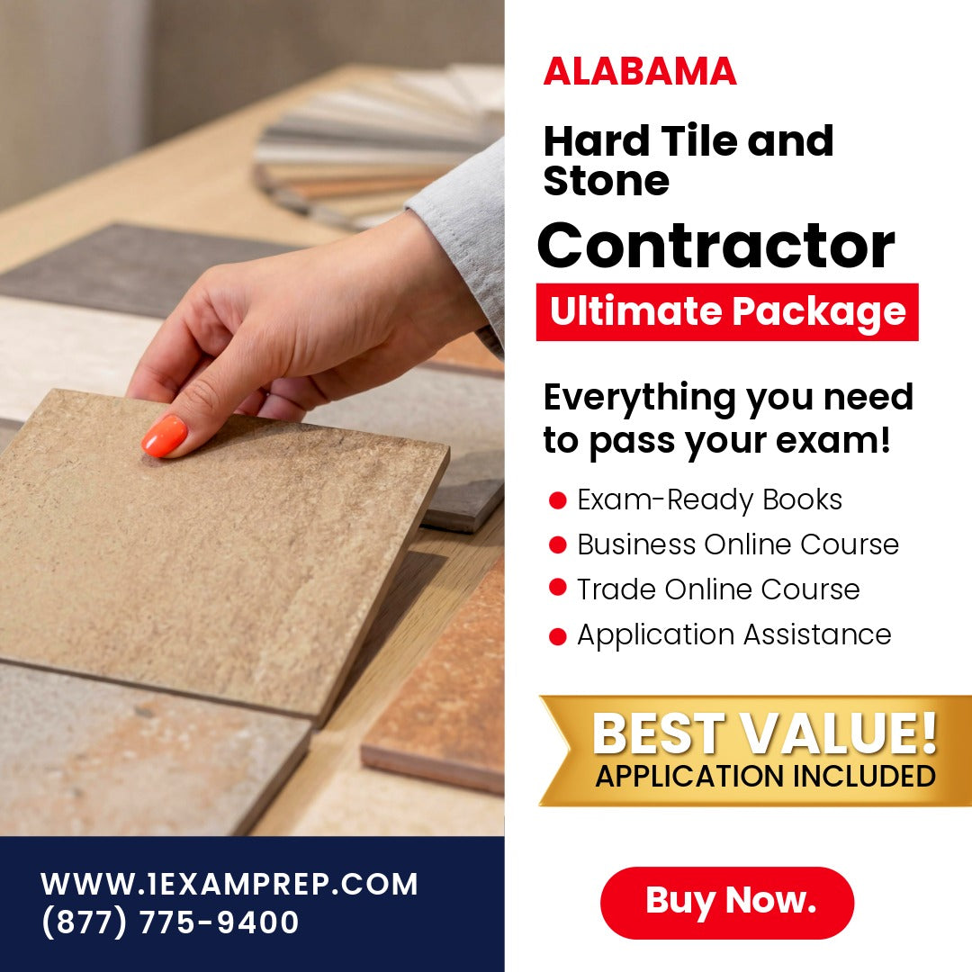 Alabama Hard Tile and Stone Contractor Ultimate Exam Prep Rental Packa ...