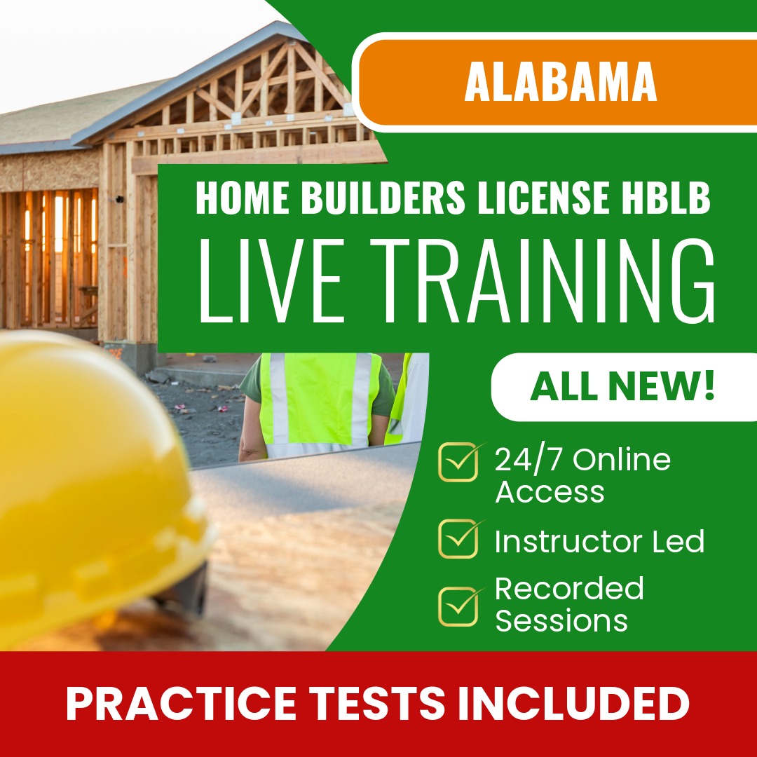 Alabama Home Builders License (HBLB) Contractor Exam Prep - Live Virtual + Self Study Training