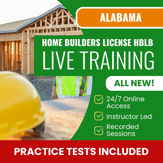 Alabama Home Builders License (HBLB) Contractor Exam Prep - Live Virtual + Self Study Training