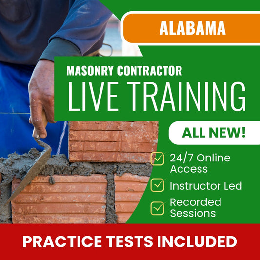 Alabama Masonry Contractor Exam Prep - Live Virtual + Self Study Training