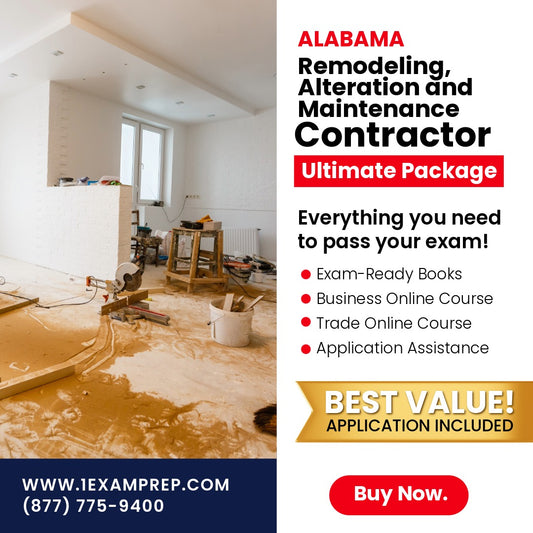 Alabama Remodeling, Alteration and Maintenance Contractor Ultimate Exam Prep Rental Package