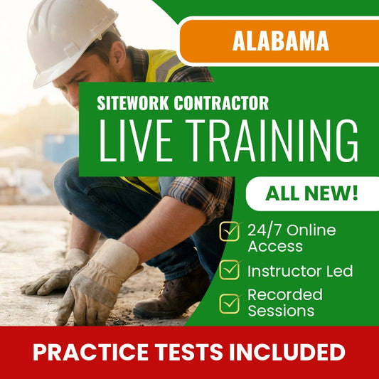 Alabama Sitework Contractor Exam Prep - Live Virtual + Self Study Training