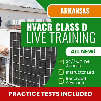 Arkansas Class D HVACR Contractor Exam Prep - Live Virtual + Self Study Training