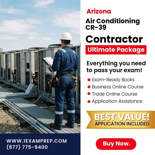 Arizona Air Conditioning and Refrigeration Residential / Commercial Contractor (CR-39) Ultimate Exam Prep Rental Package