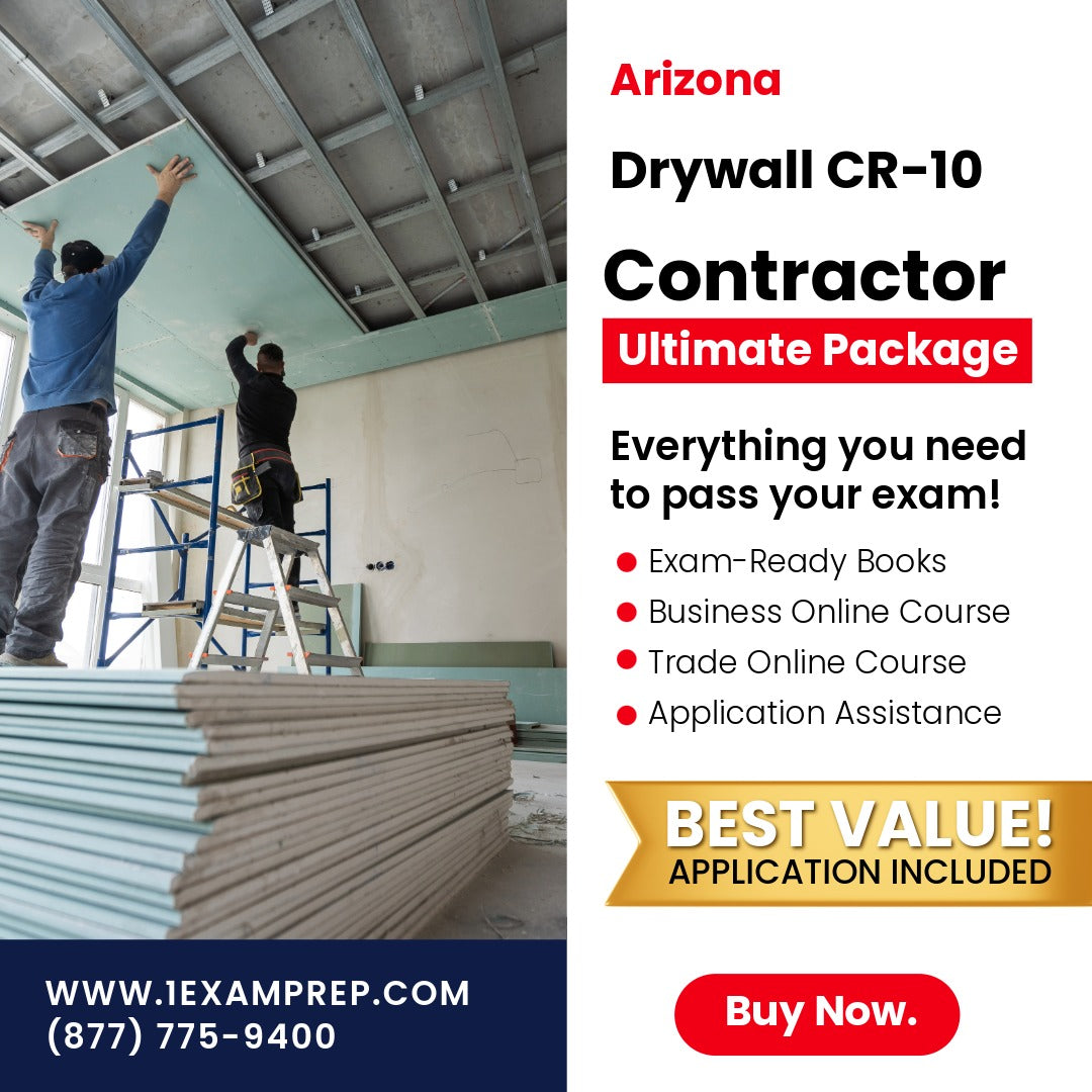Arizona Drywall Residential / Commercial Contractor (CR-10) Ultimate Exam Prep Rental Package