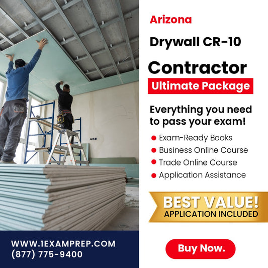 Arizona Drywall Residential / Commercial Contractor (CR-10) Ultimate Exam Prep Rental Package