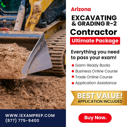 Arizona Excavating, Grading and Oil Surfacing Residential Contractor (R-2) Ultimate Exam Prep Rental Package