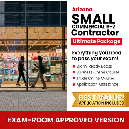 Arizona General Small Commercial Contractor (B-2 ) Ultimate Books Exam Room Approved + Course + Application Package