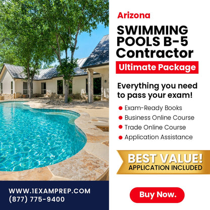 Arizona General Swimming Pool Residential Contractor (B-5) Ultimate Exam Prep Rental Package