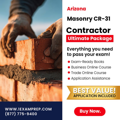 Arizona Masonry Residential / Commercial Contractor (CR-31) Ultimate Exam Prep Rental Package