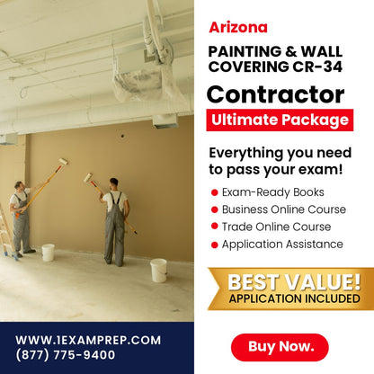 Arizona Painting and Wall Covering Residential / Commercial Contractor (CR-34) Ultimate Exam Prep Rental Package