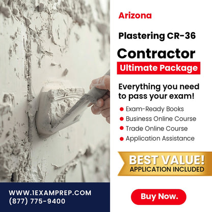 Arizona Plastering Residential / Commercial Contractor (CR-36) Ultimate Exam Prep Rental Package