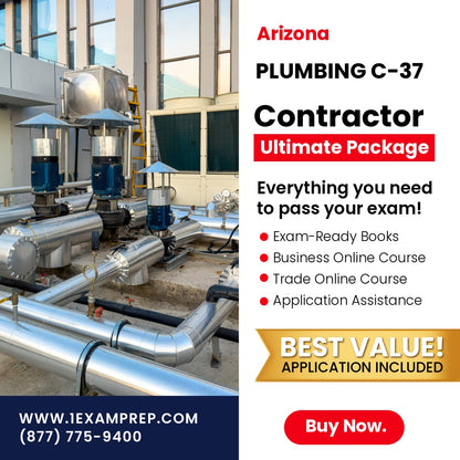 Arizona Plumbing Commercial Contractor (C-37) Ultimate Exam Prep Rental Package