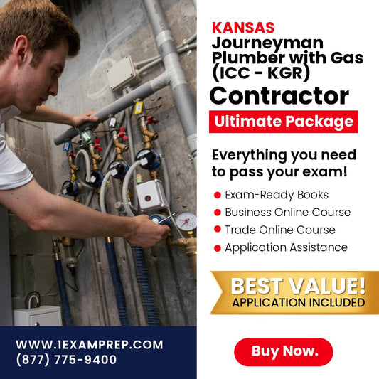 Kansas Journeyman Plumber with Gas (ICC - KGR) Ultimate Exam Prep Rental