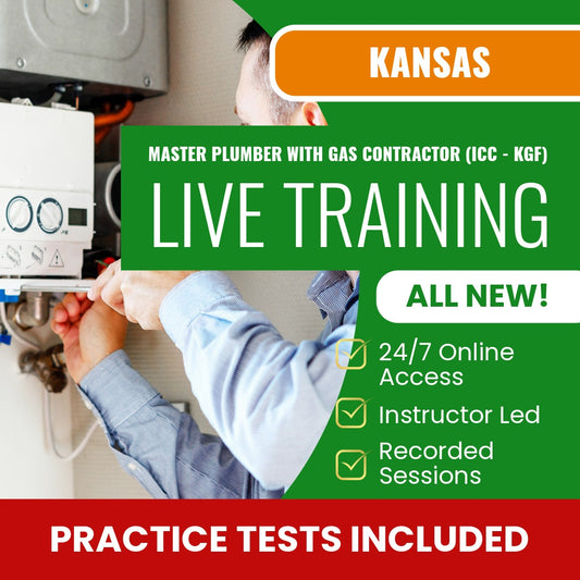 Kansas Master Plumber with Gas (ICC - KGF) Exam Prep - Live Virtual + Self Study Training