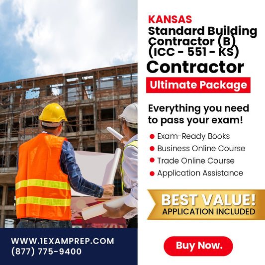 Kansas Standard Building Contractor (B) (ICC - 551 - KS) Ultimate Exam Prep Rental