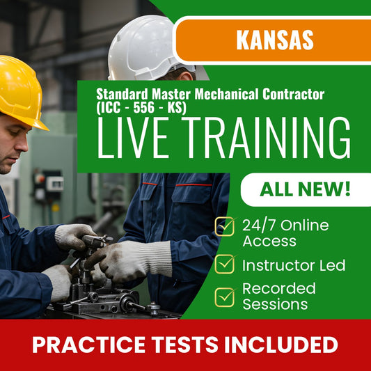 Kansas Standard Master Mechanical (ICC - 556 - KS) Exam Prep - Live Virtual + Self Study Training