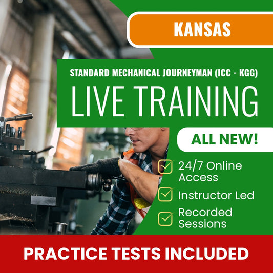 Kansas Standard Journeyman Mechanical (ICC - KGG) Exam Prep - Live Virtual + Self Study Training