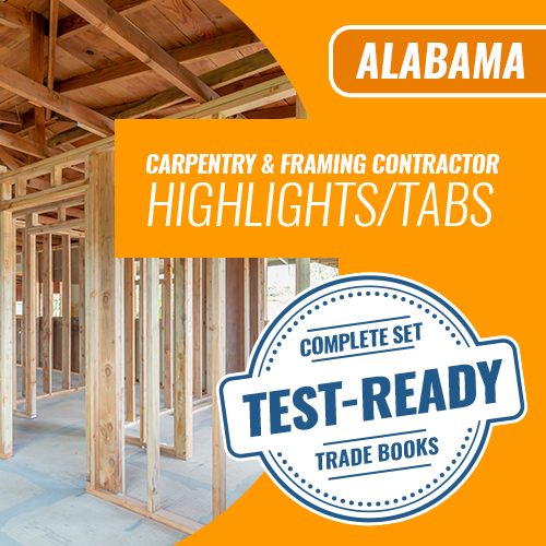 Examen de contratista de carpintería y estructuras de Alabama; Pestañas preimpresas