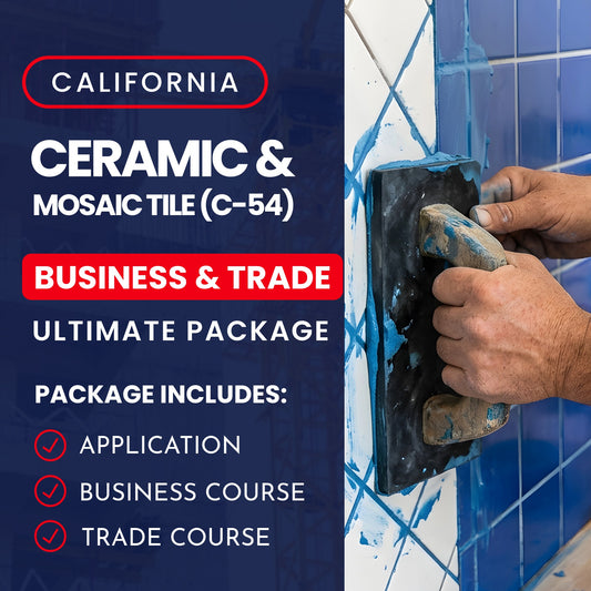 California Ceramic And Mosaic Tile (C-54) Contractor Licensing Exam Prep Ultimate Business & Trade Courses & Application Package