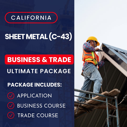 California Sheet Metal (C-43) Contractor Licensing Exam Prep Ultimate Business & Trade Courses & Application Package