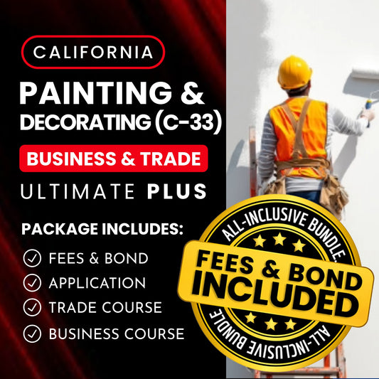 California Painting And Decorating (C-33) Contractor Licensing Exam Prep Business & Trade Courses + Application + State Fees + 1st-Year Bond Package