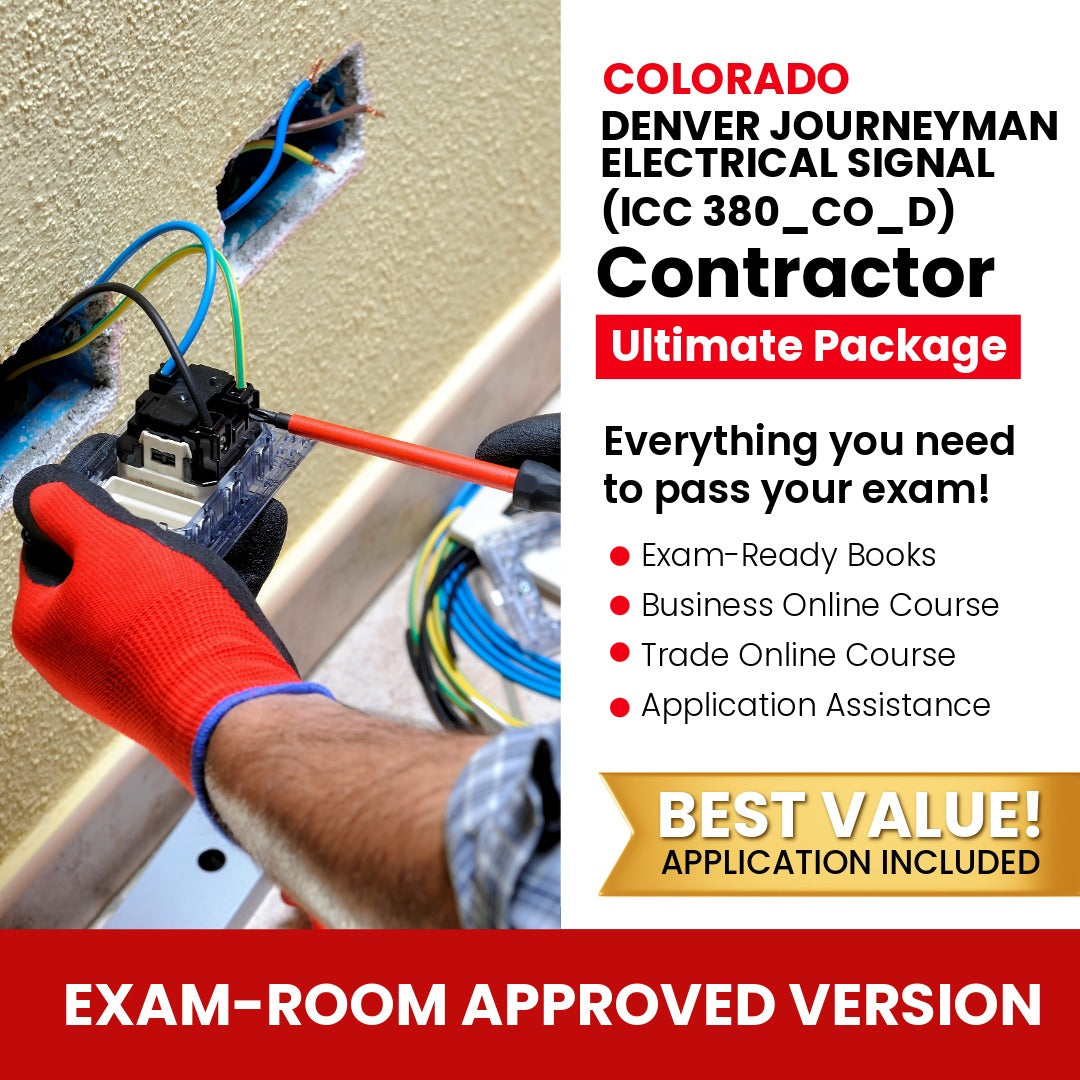 Colorado Denver Journeyman Electrical Signal Operator (ICC 380_CO_D) Ultimate Books Exam Room Approved + Course + Application Package