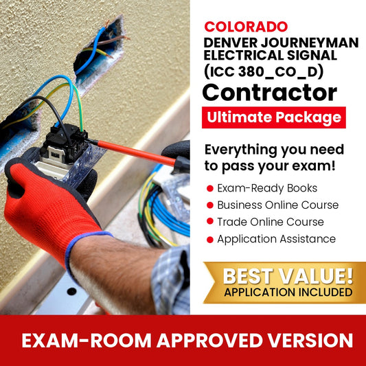 Colorado Denver Journeyman Electrical Signal Operator (ICC 380_CO_D) Ultimate Books Exam Room Approved + Course + Application Package