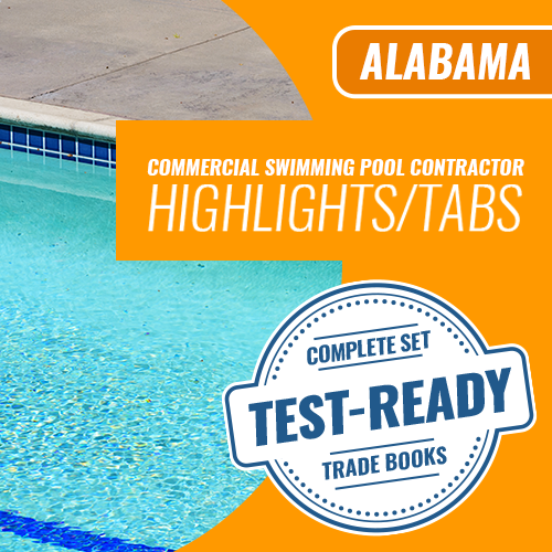 Examen de contratista de piscinas comerciales de Alabama; Pestañas preimpresas