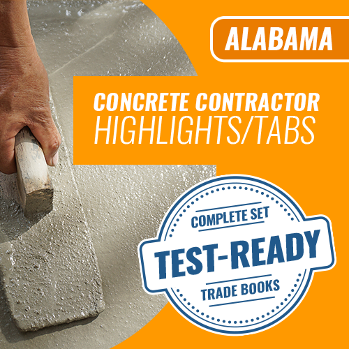 Alabama Concrete Contractor Exam; Pre-Printed Tabs