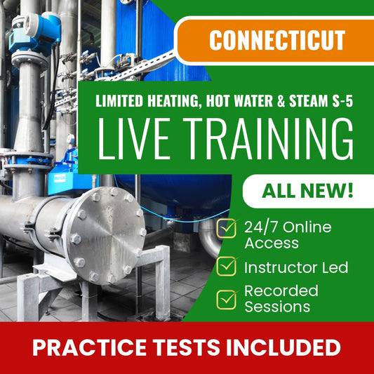 Connecticut Limited Heating, Hot Water, and Steam Contractor (S-5) Exam Prep - Live Virtual + Self Study Training